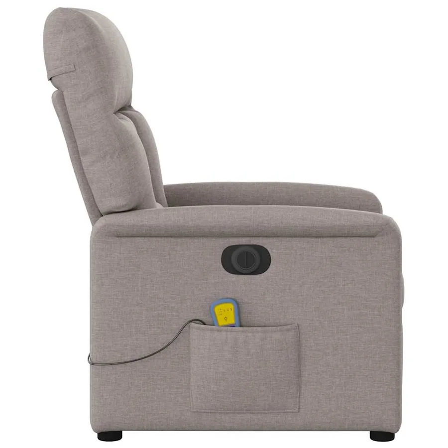 Fauteuil de massage inclinable électrique Taupe Tissu - 6
