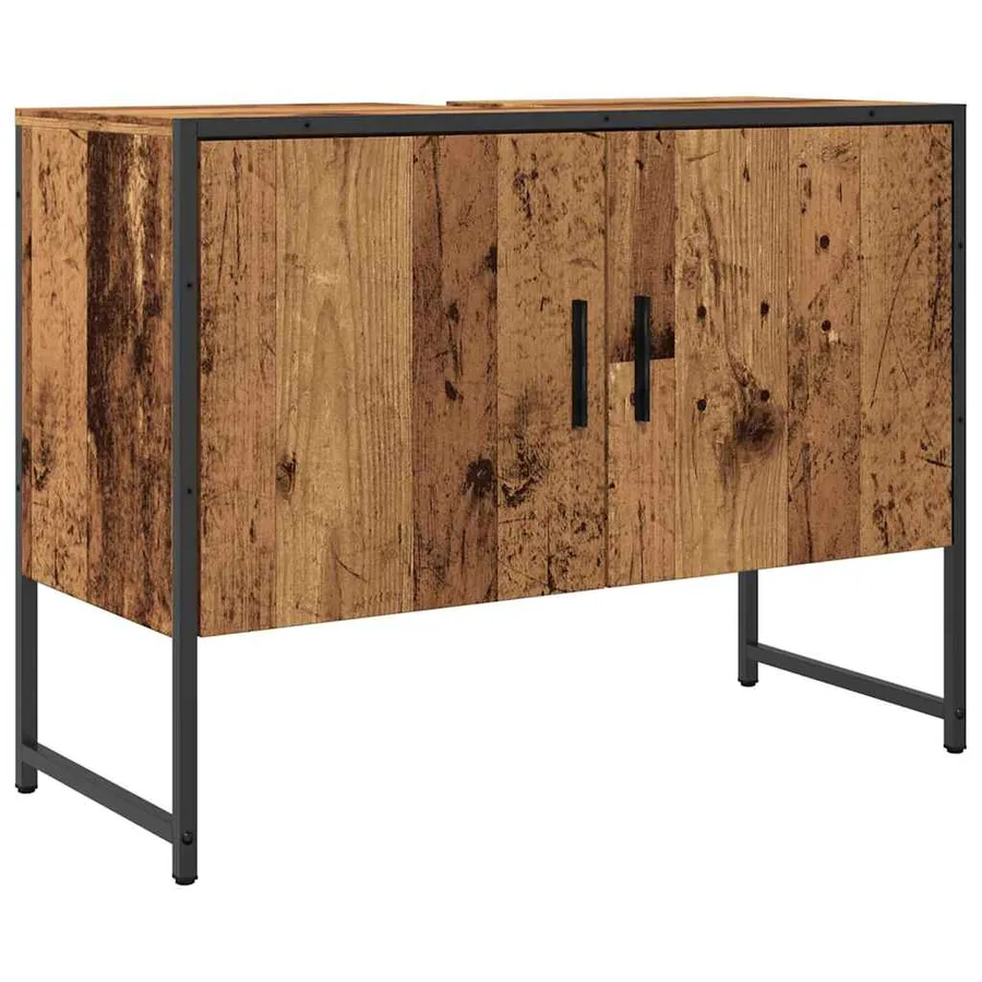 Armoire de salle de bain vieux bois 80x33x60 cm bois ingénierie - 2