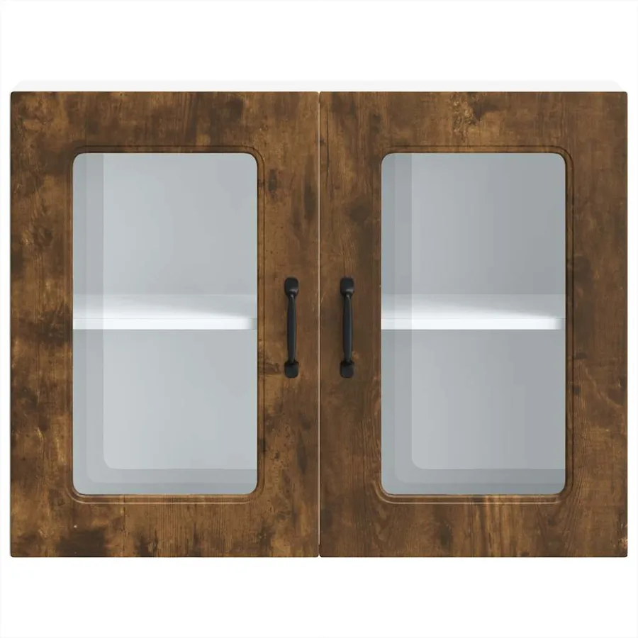 Armoire murale de cuisine avec porte vitrée "Kalmar" Chêne fumé Bois d'ingénierie - 6