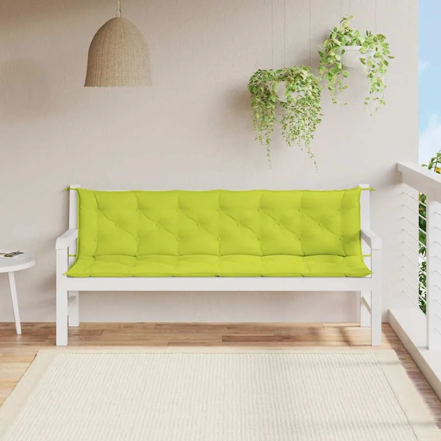 Coussin de banc de jardin vert vif 200x(50+50)x7cm tissu oxford - 3