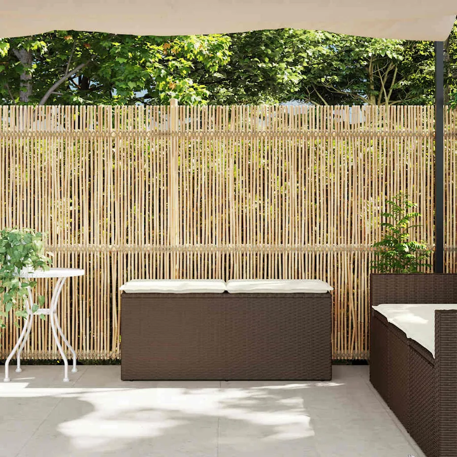 Banc de jardin avec coussin marron 110x40x44 cm résine tressée - 3