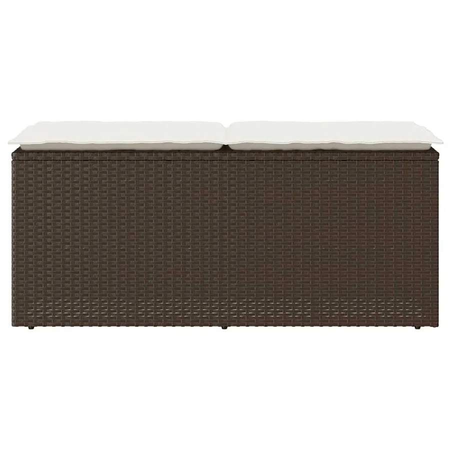 Banc de jardin avec coussin marron 110x40x44 cm résine tressée - 4