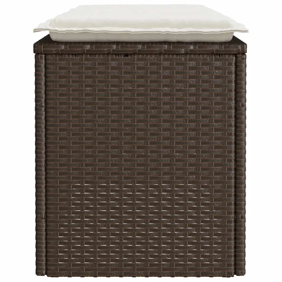 Banc de jardin avec coussin marron 110x40x44 cm résine tressée - 5