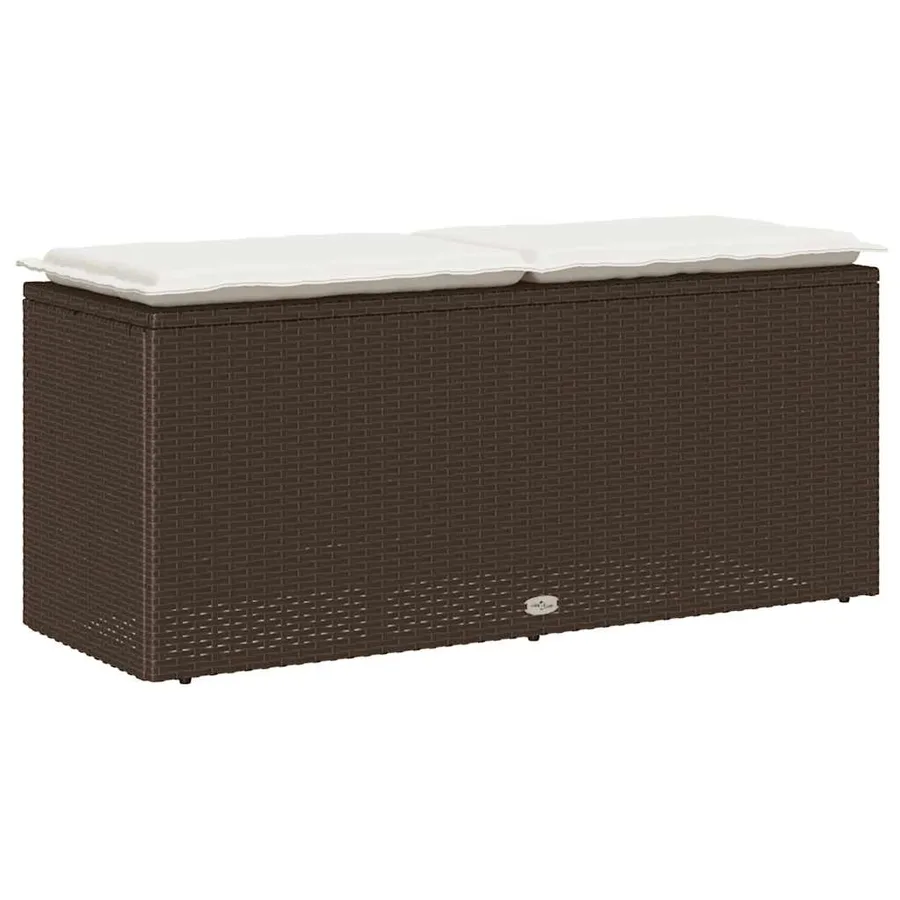 Banc de jardin avec coussin marron 110x40x44 cm résine tressée - 6
