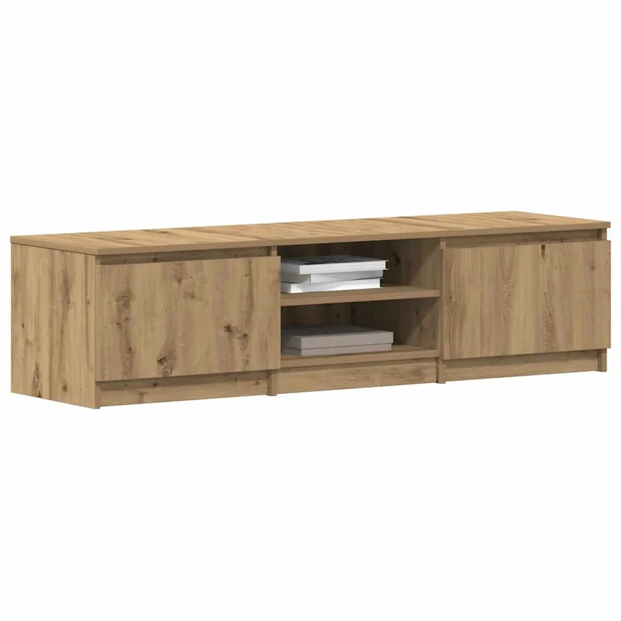Meuble TV chêne artisanal 140x40x36 cm bois d'ingénierie