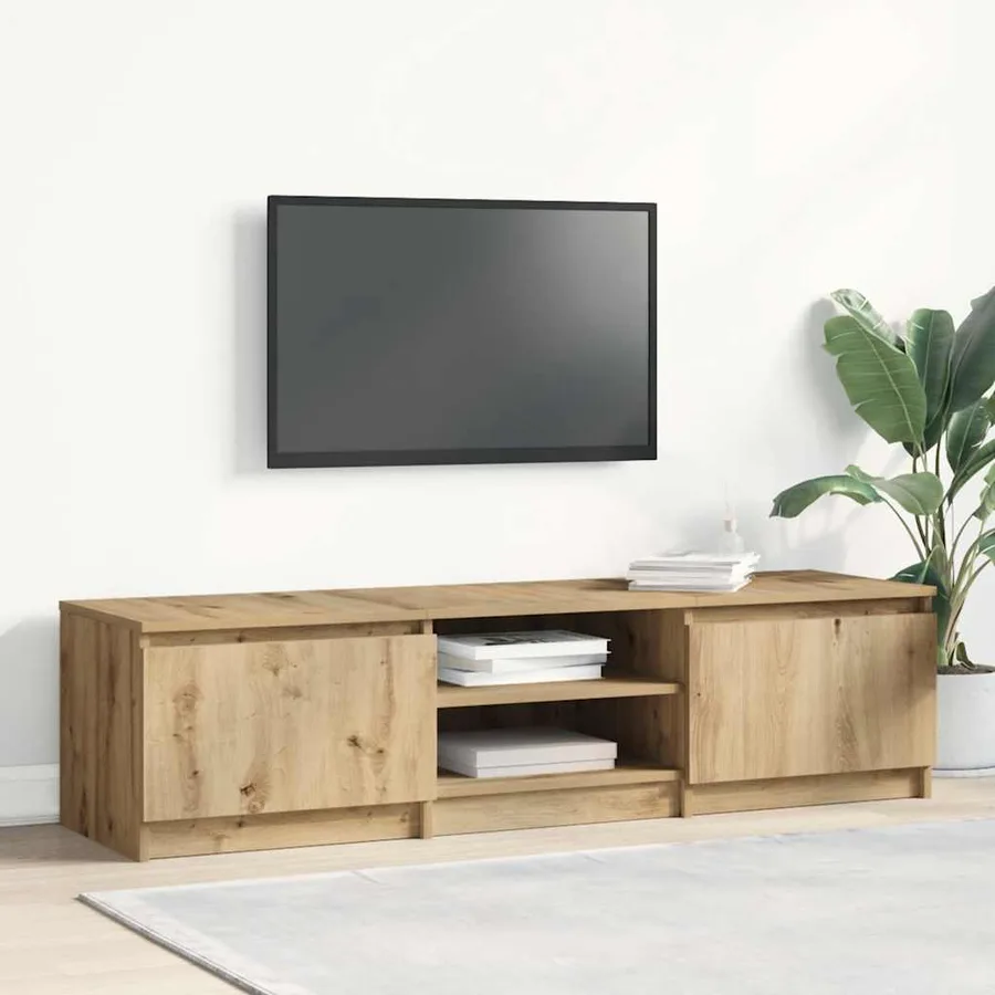 Meuble TV chêne artisanal 140x40x36 cm bois d'ingénierie - 3