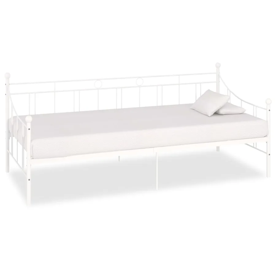 Cadre de lit de jour sans matelas blanc métal 90x200 cm