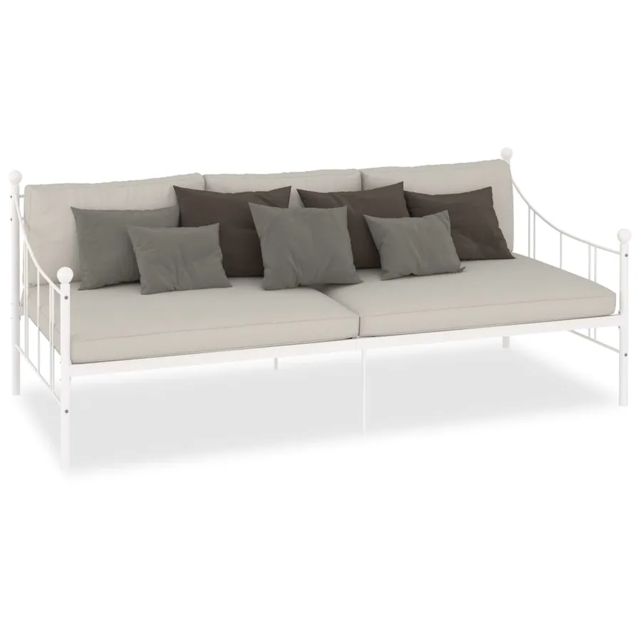 Cadre de lit de jour sans matelas blanc métal 90x200 cm - 2