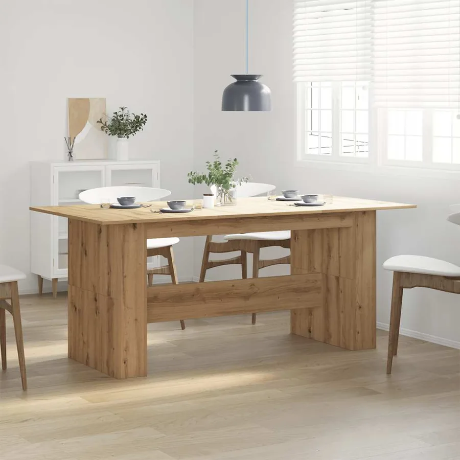 Table à manger chêne artisanal 180x90x76 cm bois d'ingénierie