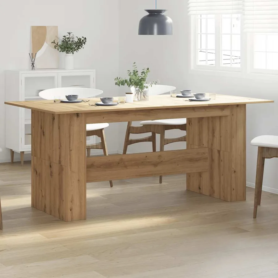 Table à manger chêne artisanal 180x90x76 cm bois d'ingénierie - 3