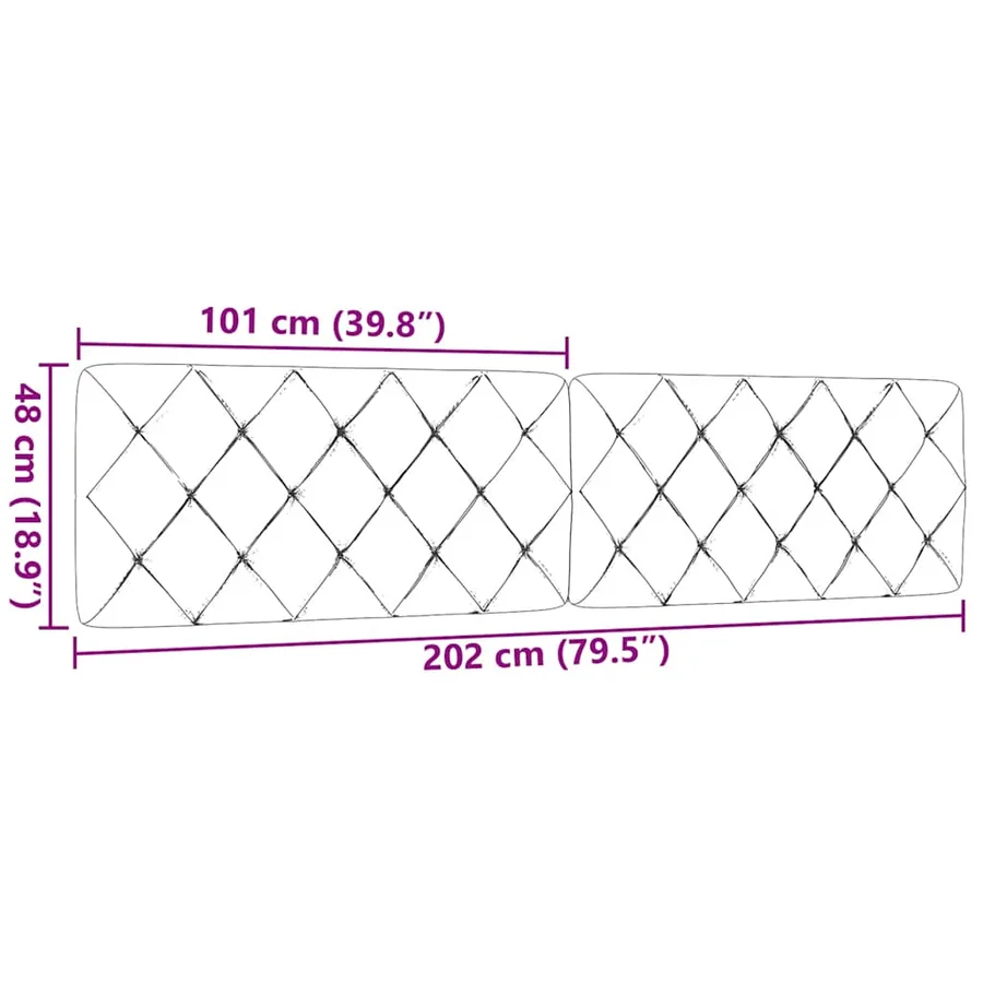 Coussin de tête de lit gris clair 200 cm tissu - 9