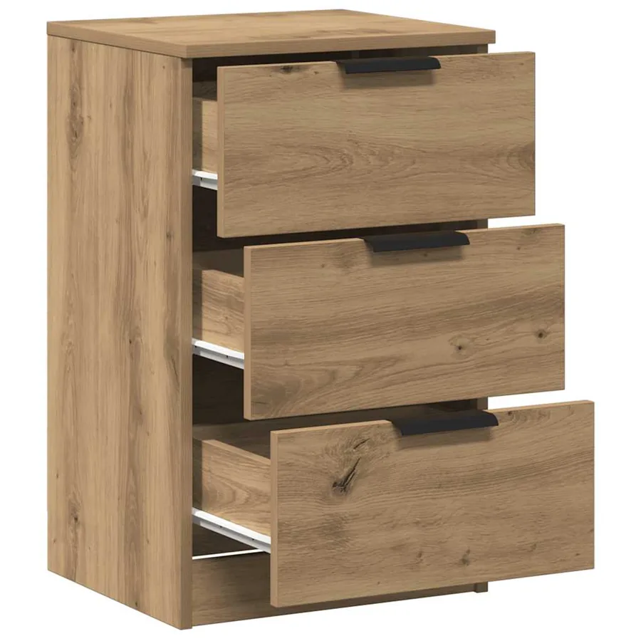 Table de chevet chêne artisanal 40x36x65 cm bois d'ingénierie - 5