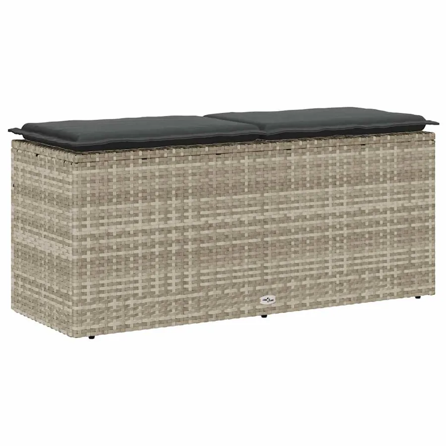 Banc de jardin coussin gris clair 110x40x44 cm résine tressée - 6