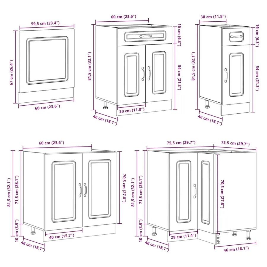 Ensemble d'armoires de cuisine 11 pcs Kalmar bois d'ingénierie - 10