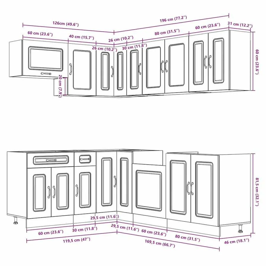 Ensemble d'armoires de cuisine 11 pcs Kalmar bois d'ingénierie - 8