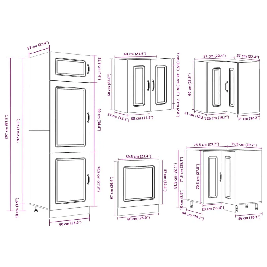 Ensemble d'armoires de cuisine 14 pcs Kalmar bois d'ingénierie - 10