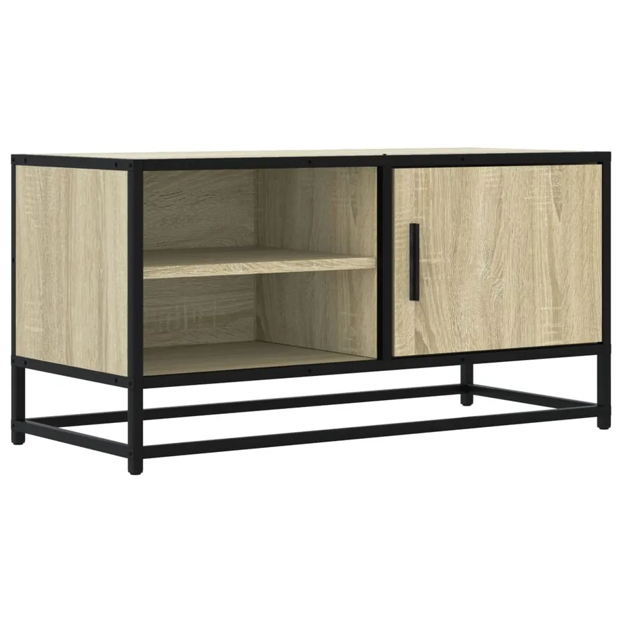 Meuble TV chêne sonoma 80x34,5x40 cm bois d'ingénierie et métal - 2