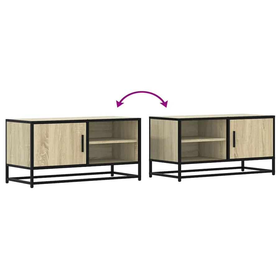 Meuble TV chêne sonoma 80x34,5x40 cm bois d'ingénierie et métal - 8