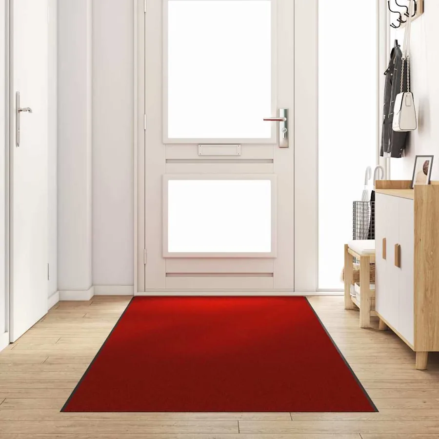 Tapis d'entrée Rouge et Noir 120 x 400 cm Polyamide et PVC