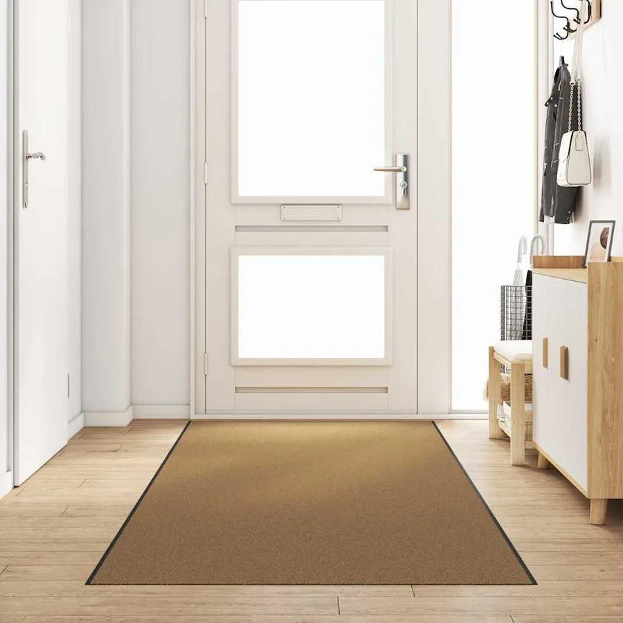 Tapis d'entrée Crème et noir 120 x 400 cm Polyamide et PVC