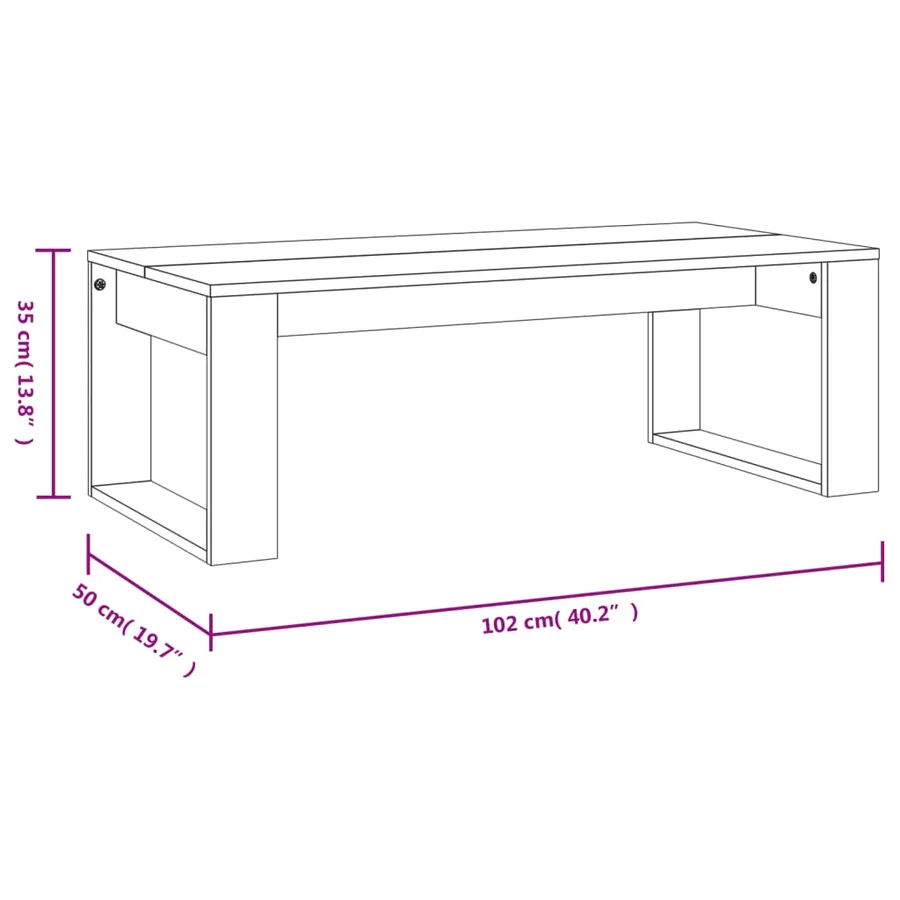 Table basse noir 102x50x35 cm bois d'ingénierie - 9