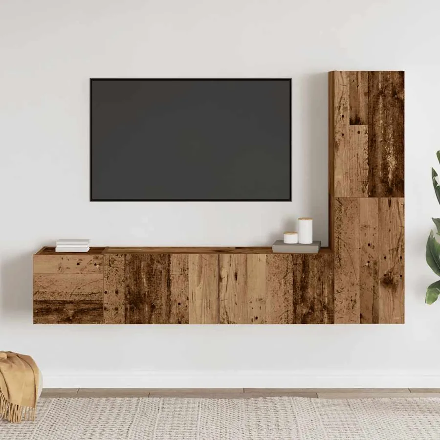Meubles TV muraux 3 pcs vieux bois bois d'ingénierie - 2