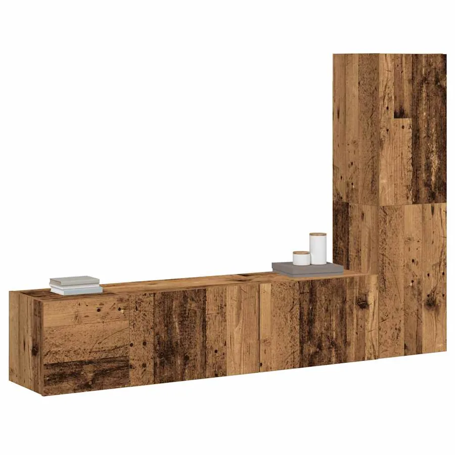 Meubles TV muraux 3 pcs vieux bois bois d'ingénierie - 3