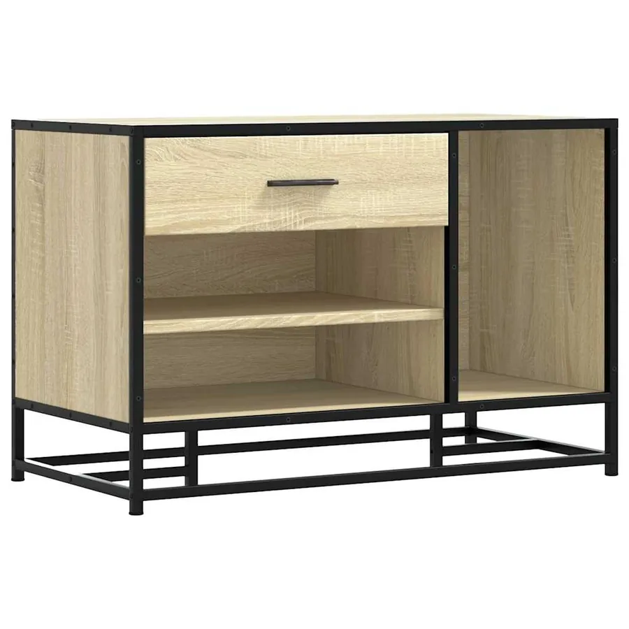 Banc à chaussures chêne sonoma bois d'ingénierie et métal - 2