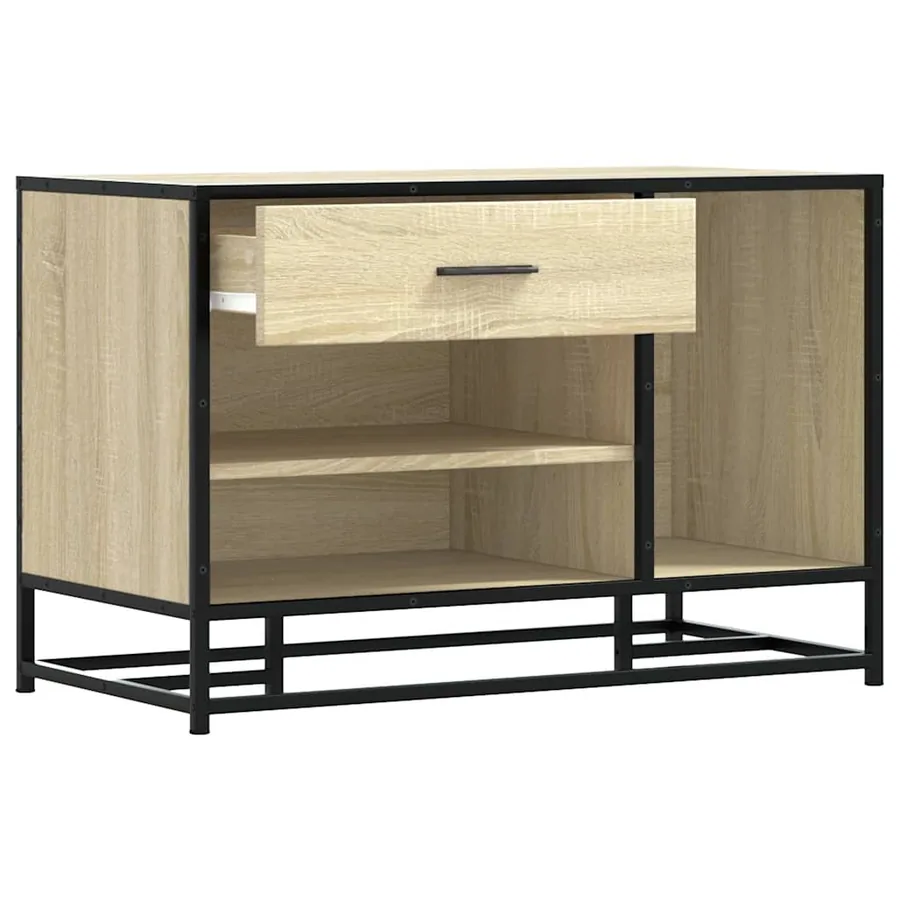 Banc à chaussures chêne sonoma bois d'ingénierie et métal - 7