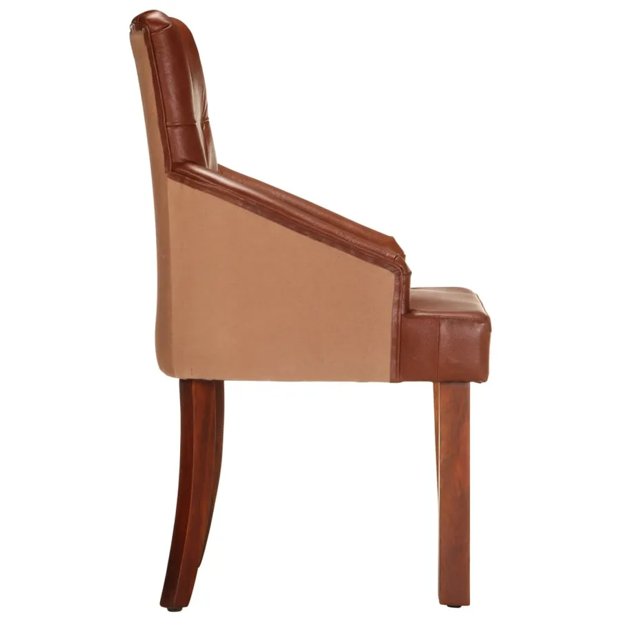 Chaises à manger lot de 2 marron cuir de chèvre véritable - 4