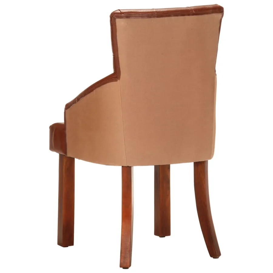 Chaises à manger lot de 2 marron cuir de chèvre véritable - 5