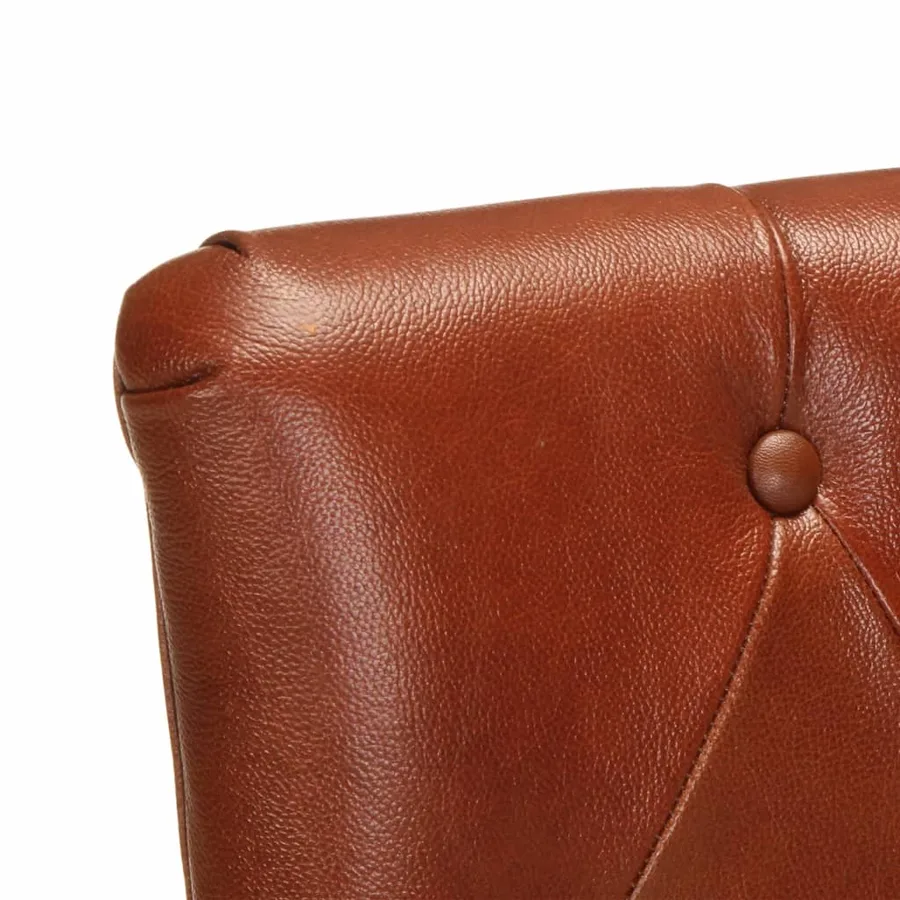 Chaises à manger lot de 2 marron cuir de chèvre véritable - 6