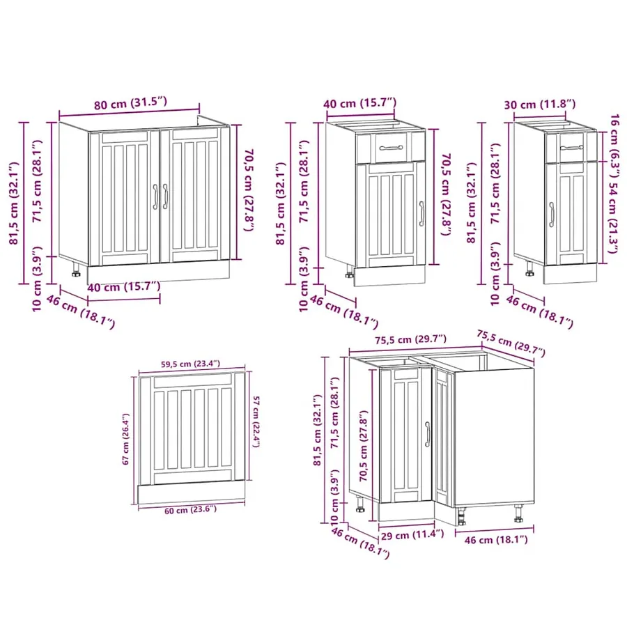 Ensemble d'armoires de cuisine 11 pcs Kalmar bois d'ingénierie - 10