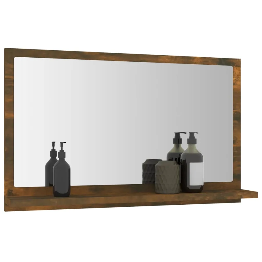 Miroir de bain Chêne fumé 60x10,5x37 cm Bois d'ingénierie - 6