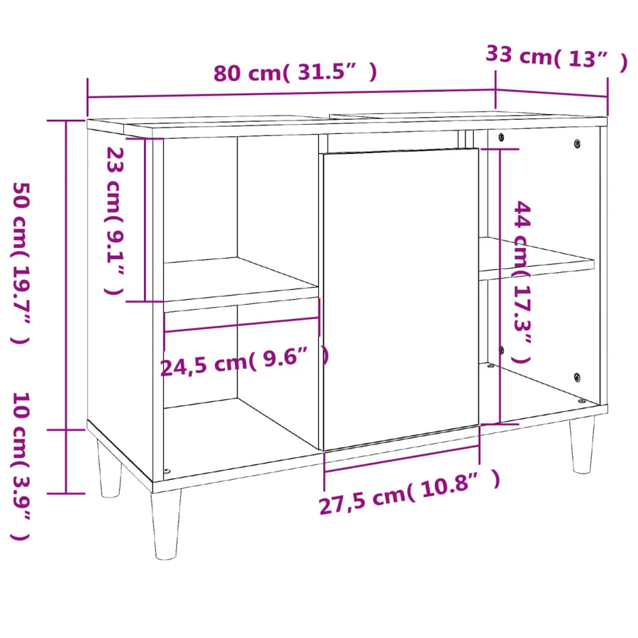 Meuble d'évier blanc 80x33x60 cm bois d'ingénierie - 11
