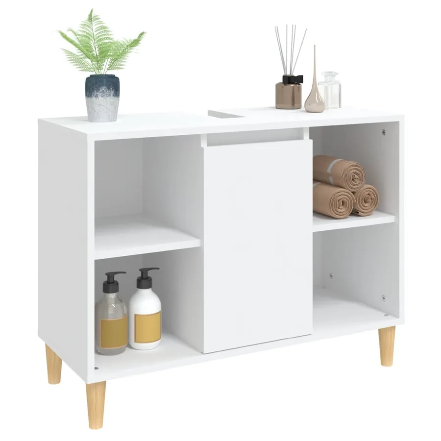 Meuble d'évier blanc 80x33x60 cm bois d'ingénierie - 4