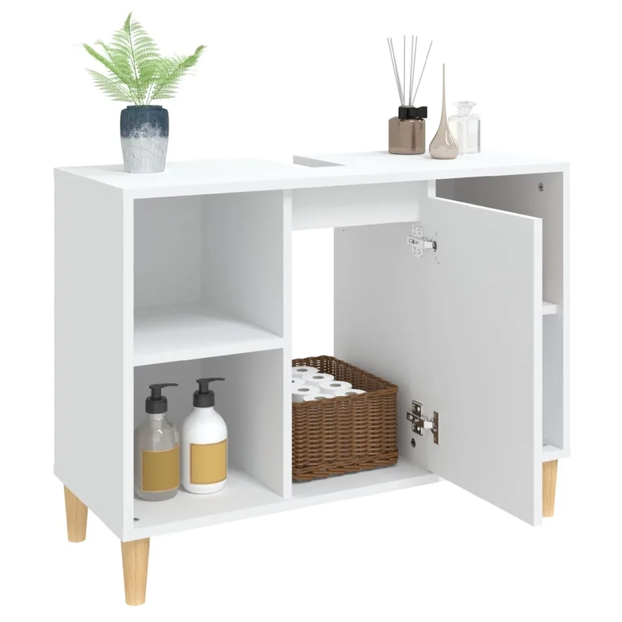Meuble d'évier blanc 80x33x60 cm bois d'ingénierie - 5