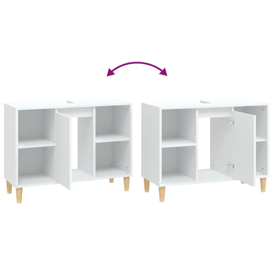Meuble d'évier blanc 80x33x60 cm bois d'ingénierie - 9