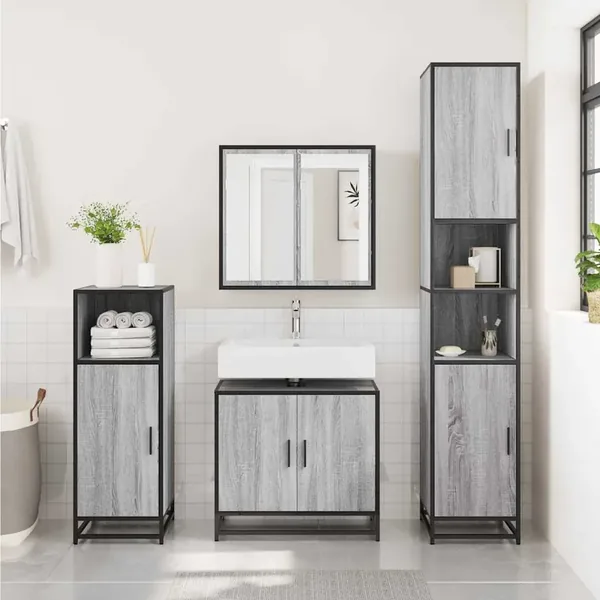 Armoire de lavabo de salle de bain sonoma gris 65x33x60 cm