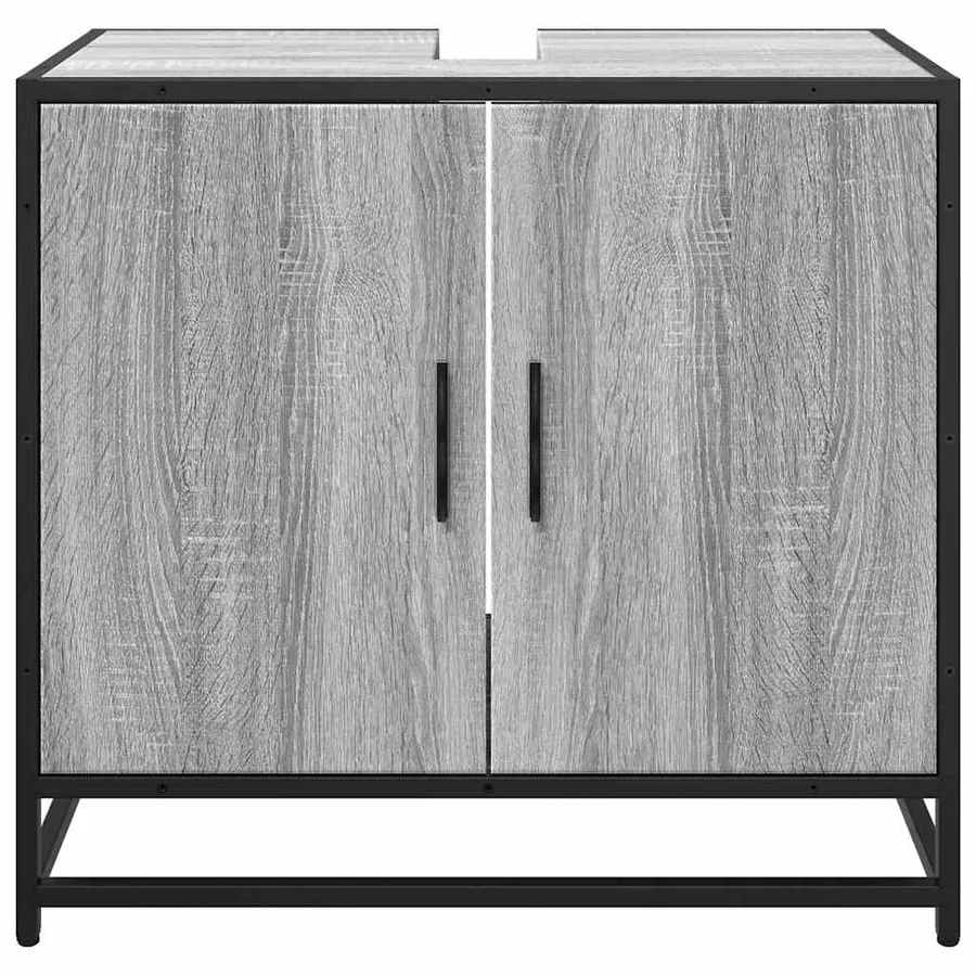 Armoire de lavabo de salle de bain sonoma gris 65x33x60 cm - 5