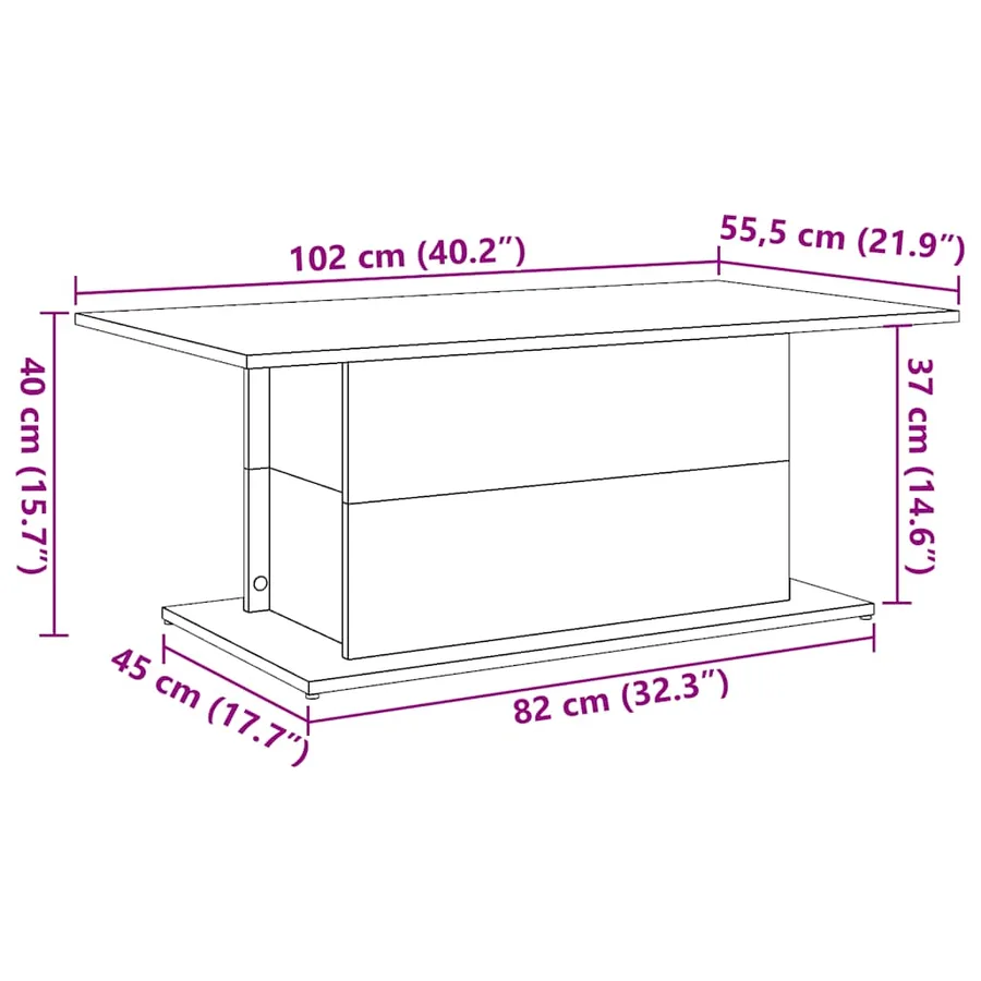 Table basse vieux bois 102x55,5x40 cm bois d'ingénierie - 9