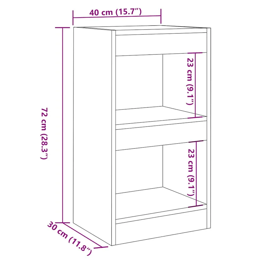 Bibliothèque/Cloison de séparation vieux bois 40x30x72 cm - 9