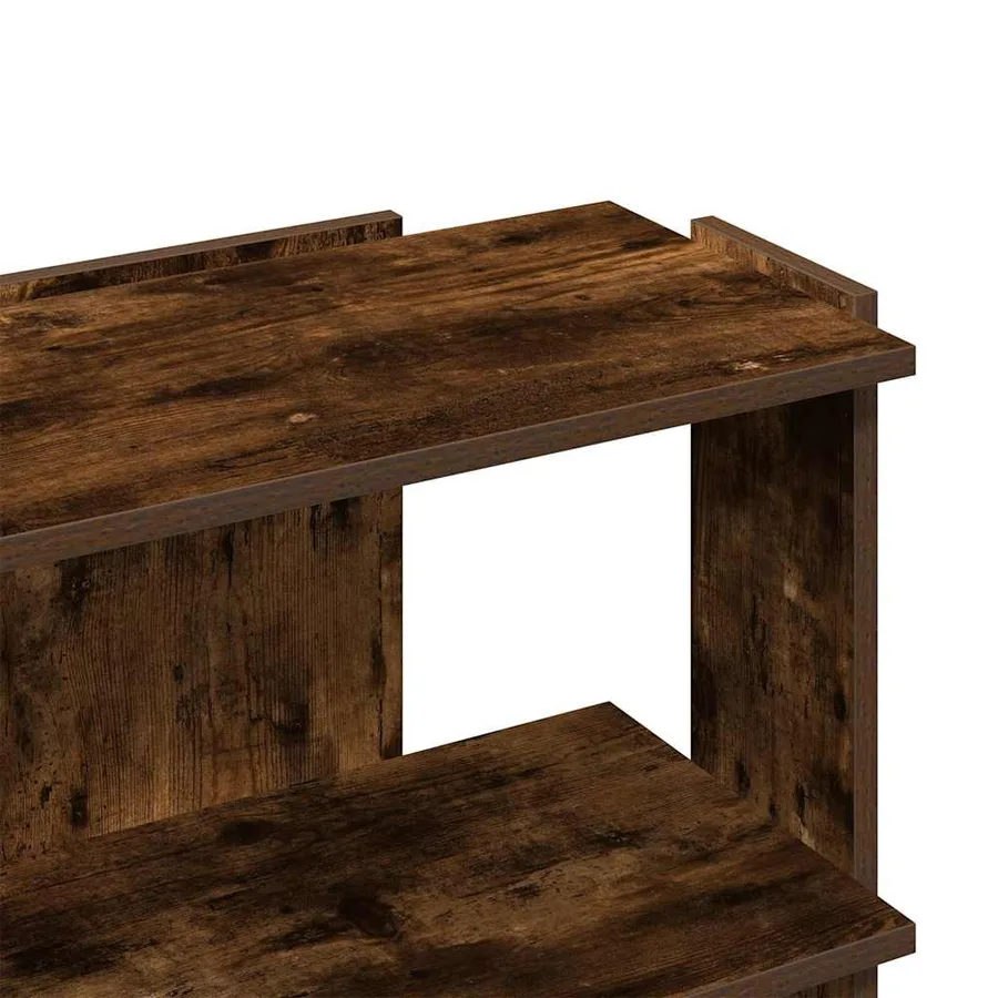 Bibliothèque 3 niveaux chêne fumé 60x30x60 cm bois d'ingénierie - 7