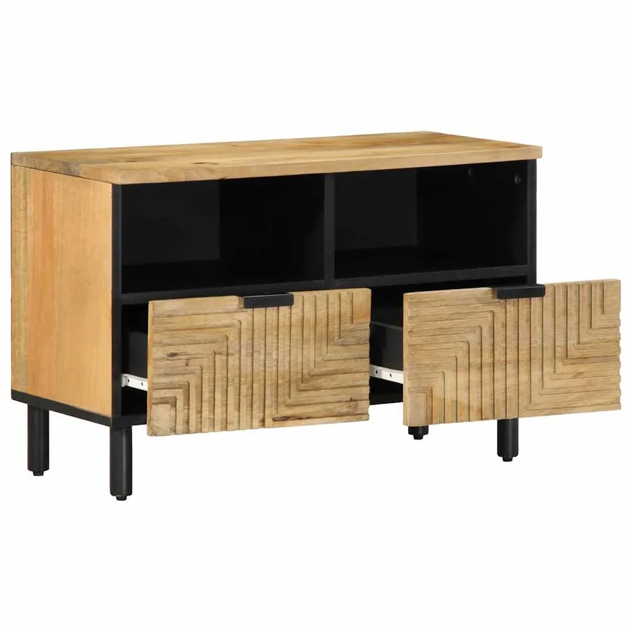Meuble TV marron 70x33x46 cm bois massif de manguier - 3
