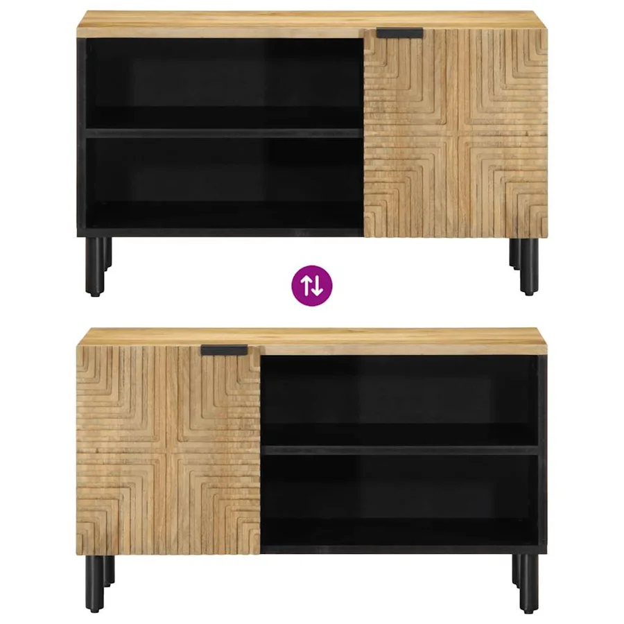 Meuble TV marron 80x31,5x46 cm bois massif de manguier - 6