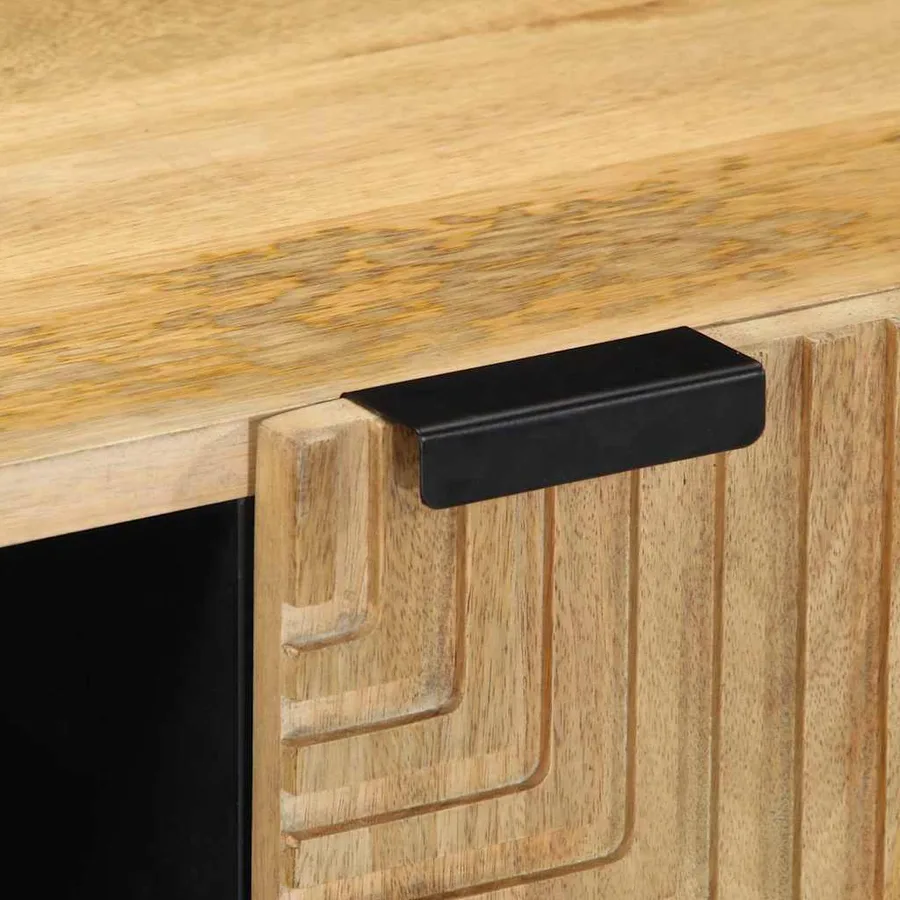 Meuble TV marron 80x31,5x46 cm bois massif de manguier - 8
