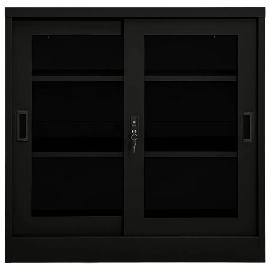 Armoire à portes coulissantes Noir 90x40x90 cm Acier - 2