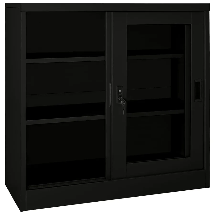 Armoire à portes coulissantes Noir 90x40x90 cm Acier - 5