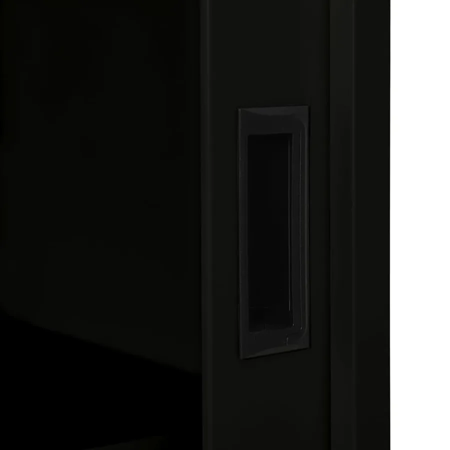 Armoire à portes coulissantes Noir 90x40x90 cm Acier - 8