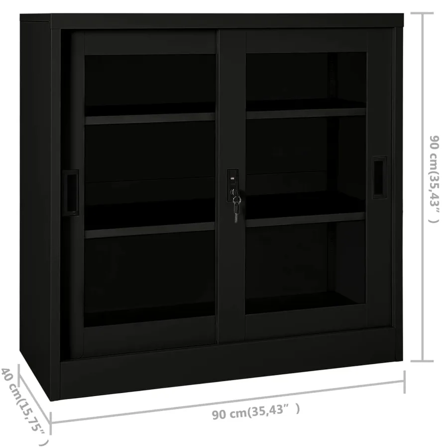 Armoire à portes coulissantes Noir 90x40x90 cm Acier - 9